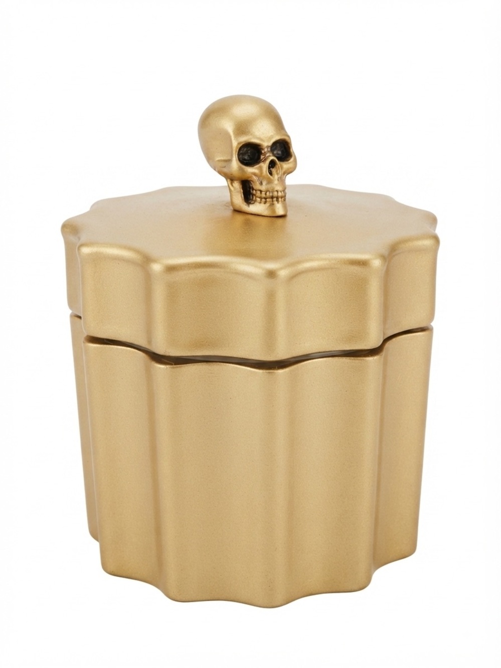 ENCHANTE Midnight Teakwood Gold Skull Candle 4.5oz NIB